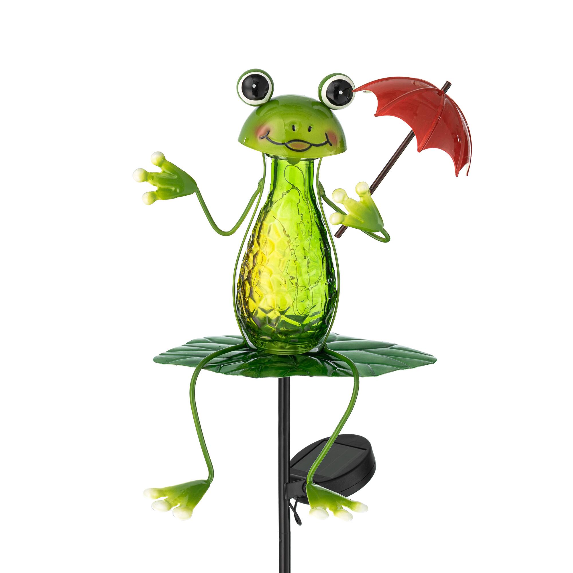 Glitzhome® 39" Solar Lighted Frog Garden Stake